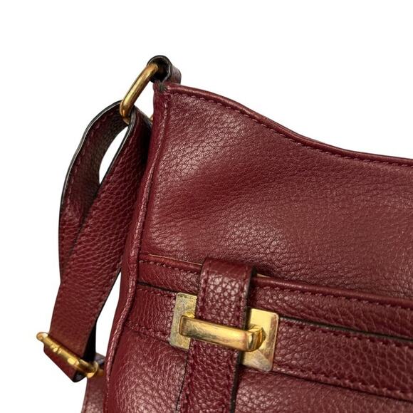 Giani Bernini Pebble Leather Burgundy Crossbody Shoulder Bag Purse Gold Tone - Picture 3 of 16